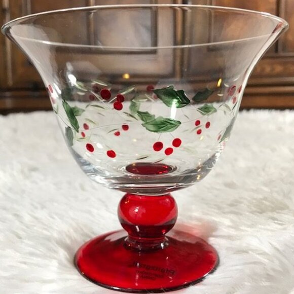 Pfaltzgraff Set of 3 Winterberry Glass Pedestal Dessert Bowls - Picture 3 of 13